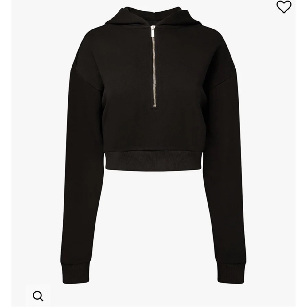 Weworewhat half zip cropped hoodie black size S NWT